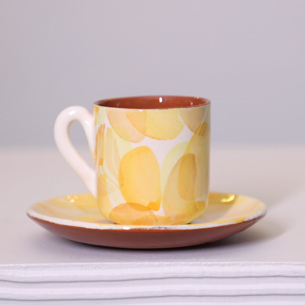 FAN ESPRESSO CUP AND SAUCER YELLOW MIX